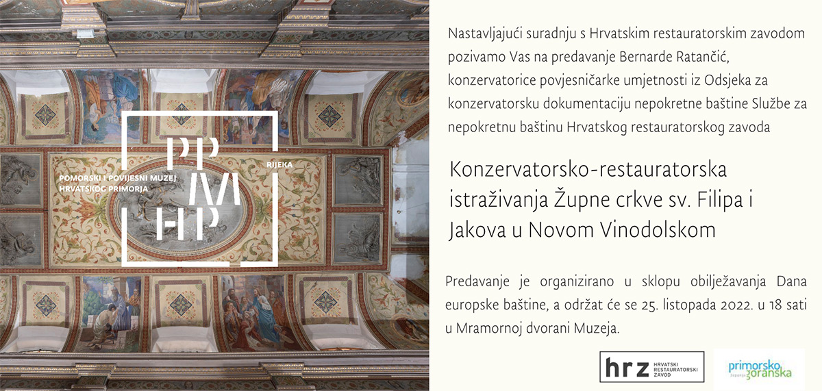 Predavanje "Konzervatorsko-restauratorska istraživanja Župne crkve sv. Filipa i Jakova u Novom Vinodolskom"